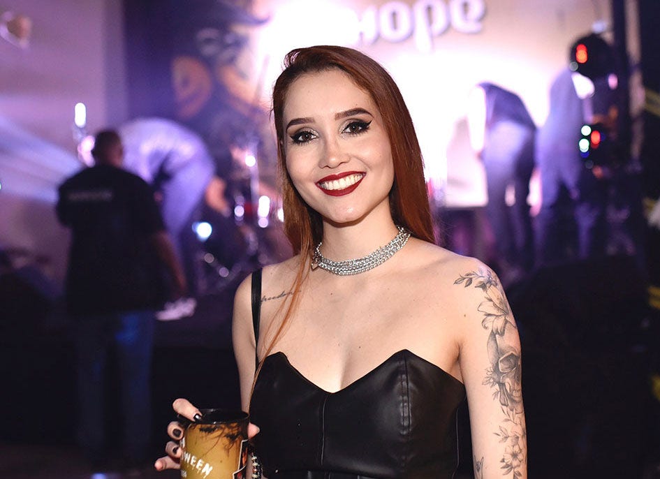 A designer de interiores Júlia Coutinho durante o Halloween da Hope, no Grandinare Eventos