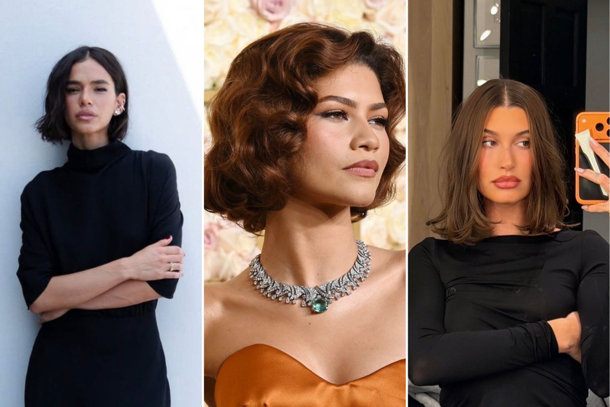 Bruna Marquezine, Zendaya e Hailey Bieber aparecem com diferentes comprimentos do cabelo curto; todos são tendência 